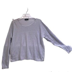 ESKANDAR Linen Oversized Crew Neck Top Shirt T Shirt Knit Minimalist Neutral L